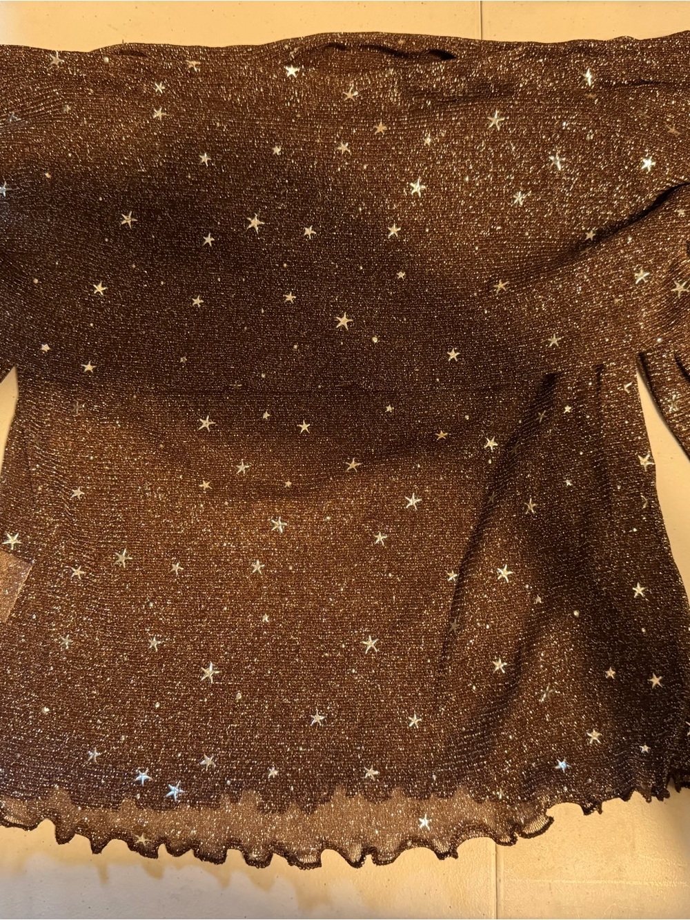 Sparkle Star-Print Women's Sweater Top - Brown